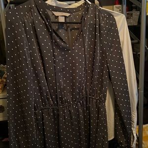 Grey mini dress with white polka dots